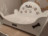 DOG BED DAISY DESIGN S M L RAISED PAWFECTLY UNIQUE Made in Britain Personalised Wood 9 Customisable Colours