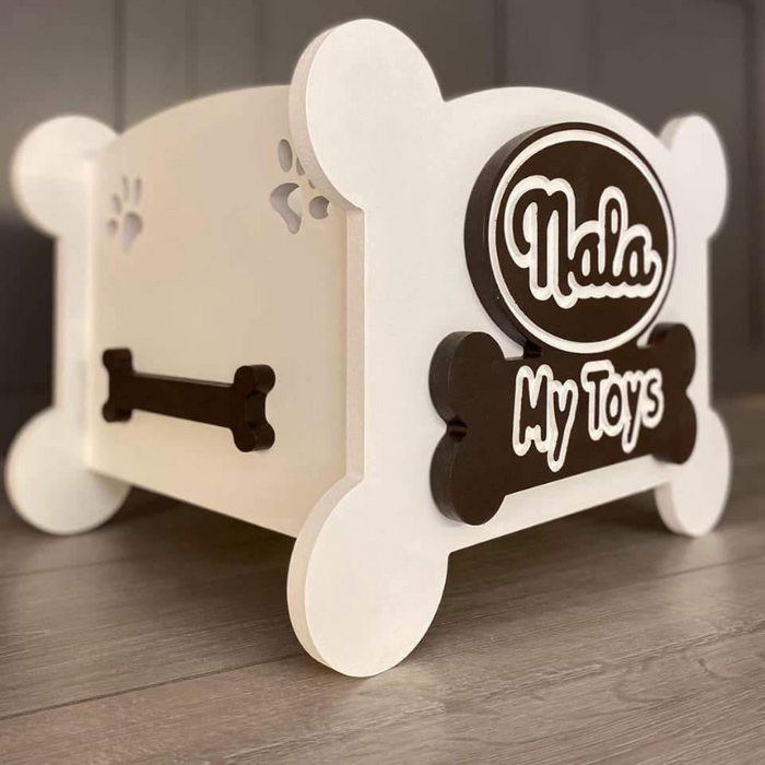 TOY STORAGE BOX PAWFECTLY UNIQUE MESSY PUP DESIGN Personalised Hand Made in Britain Dog 9 Customisable Colour Choices