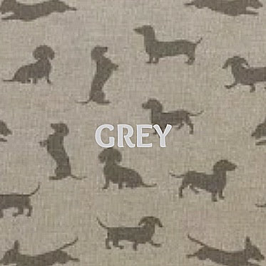 DOG CRATE COVER and BOLSTER CUSHION CUTE DACHSHUND DESIGN FABRIC Handmade in the UK ONE SIZE BLACK, GREY or RED