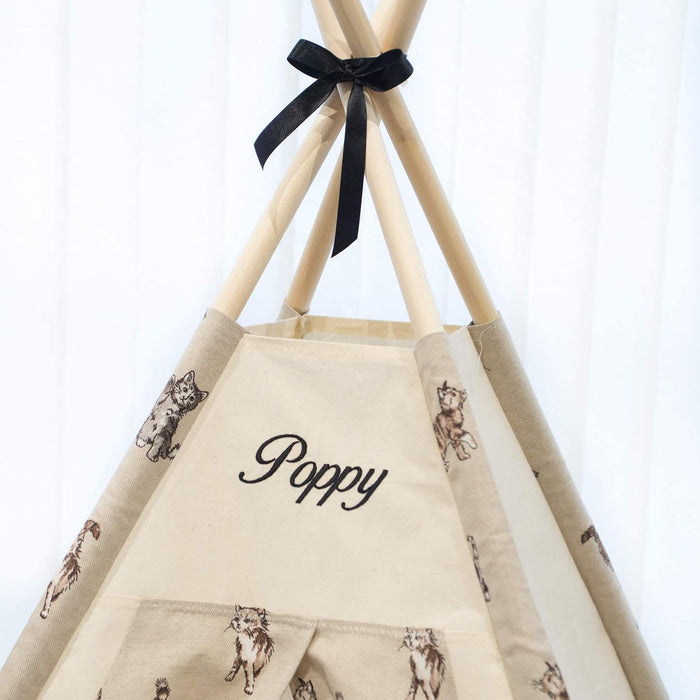 CAT TEEPEE BED Personalised Handmade in Britain 3 Fabric Choices ONE SIZE